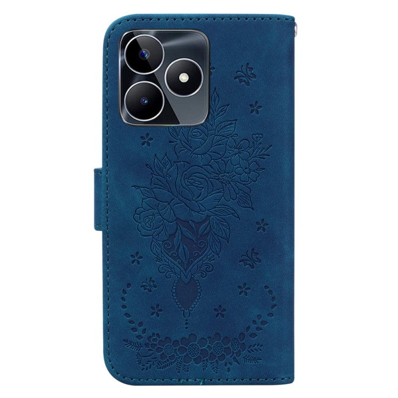 Folio-hoesje Realme C53 Rozen- En Vlinderpatroon