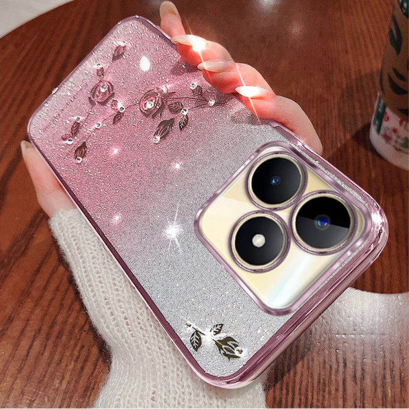 Hoesje Realme C53 Kadem Houder Met Glitter En Strasssteentjes Bescherming Hoesje