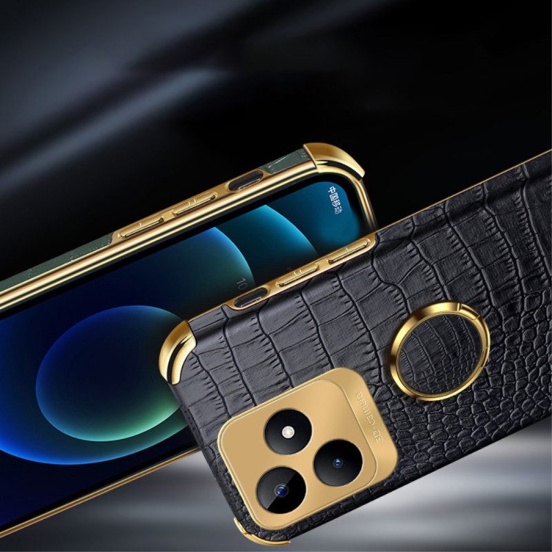 Hoesje Realme C53 Ringhouder Met Krokodillenleerstructuur