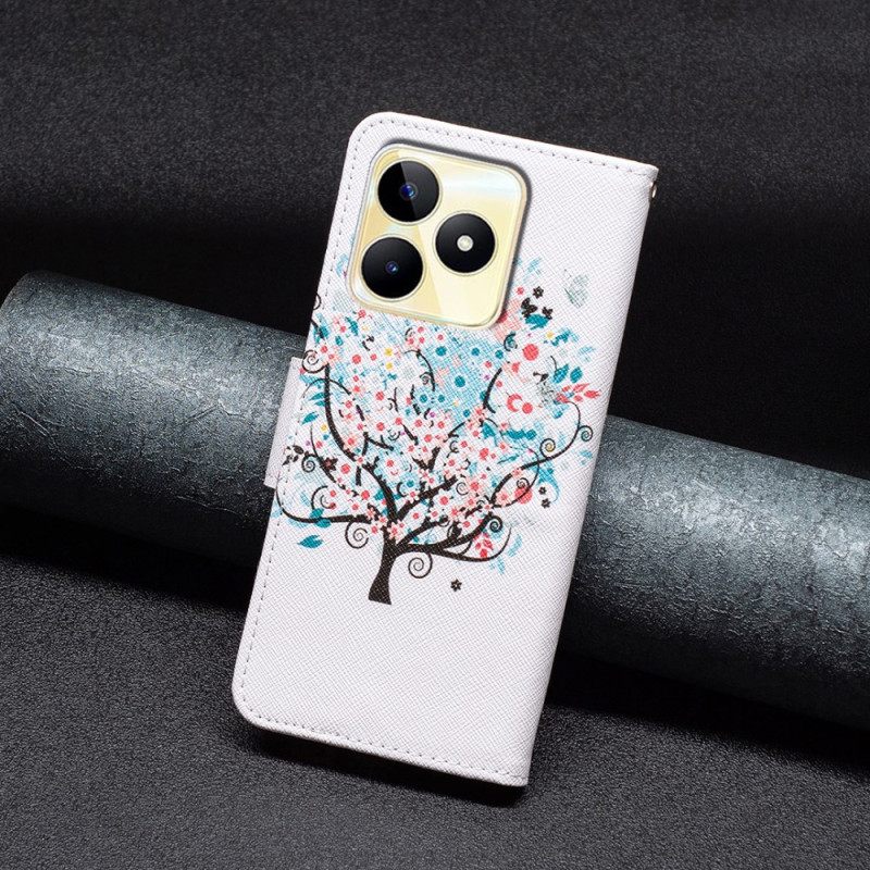 Leren Hoesje Voor Realme C53 Bloeiende Boom