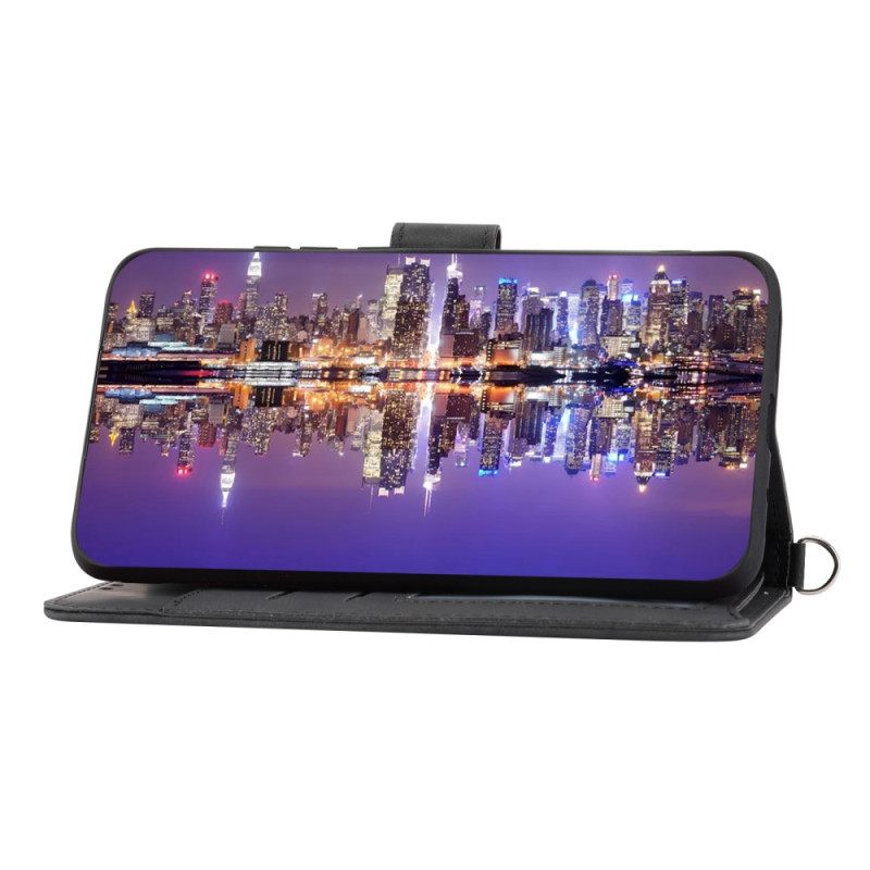 Leren Hoesje Voor Realme C53 Bloemenprint Met Bandje En Schouderbandje