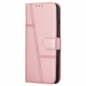 Flip Case voor Vivo Y35 Met Ketting Gestreepte Geometrische Lijnen