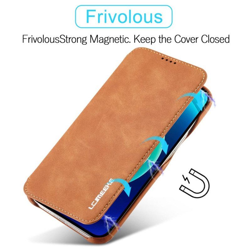 Bescherming Hoesje voor iPhone 14 Pro Max Folio-hoesje Lc.imeeke Ledereffect