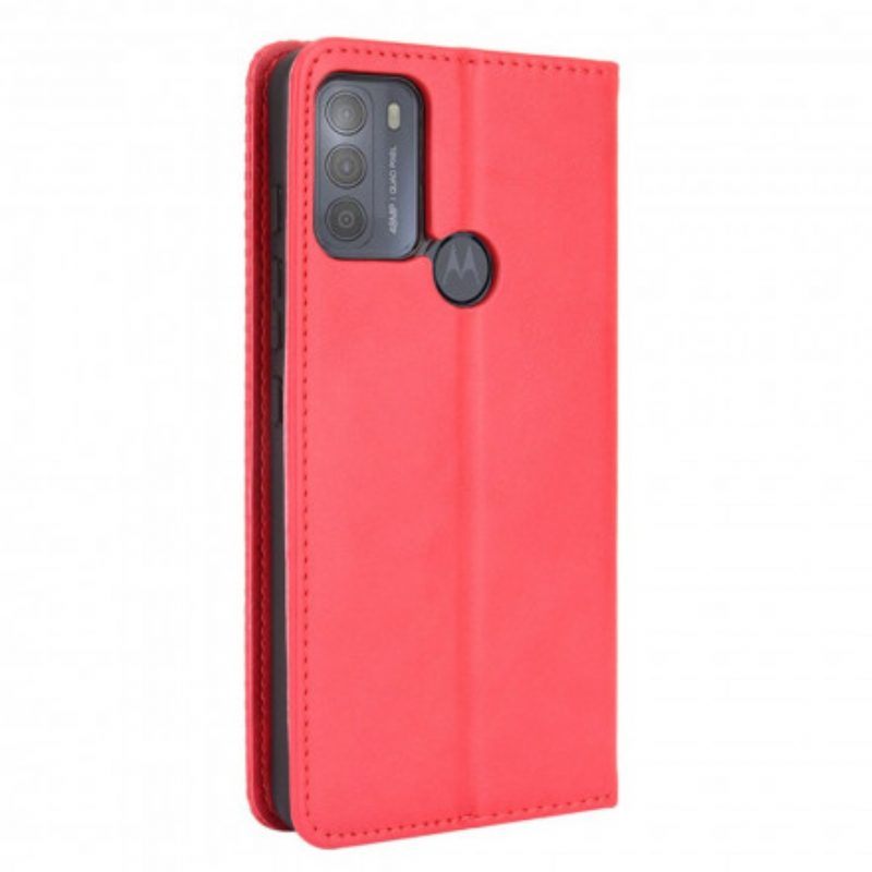 Bescherming Hoesje voor Moto G50 Folio-hoesje Gestileerd Vintage Leereffect