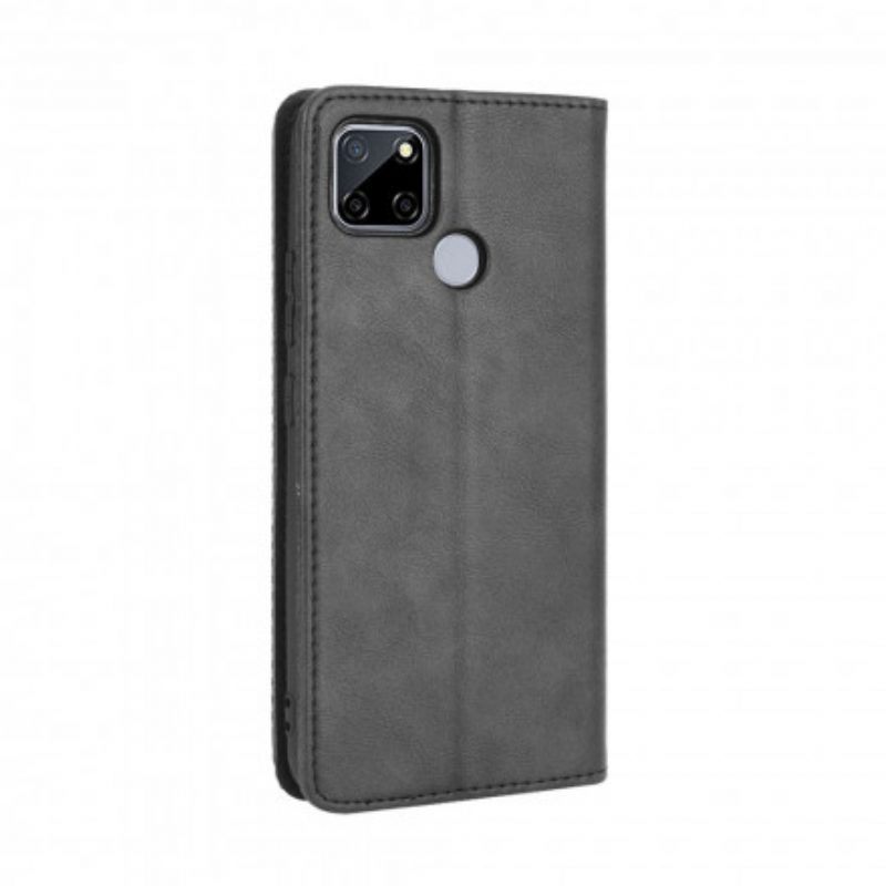 Bescherming Hoesje voor Oppo A15 Folio-hoesje Gestileerd Vintage Leereffect