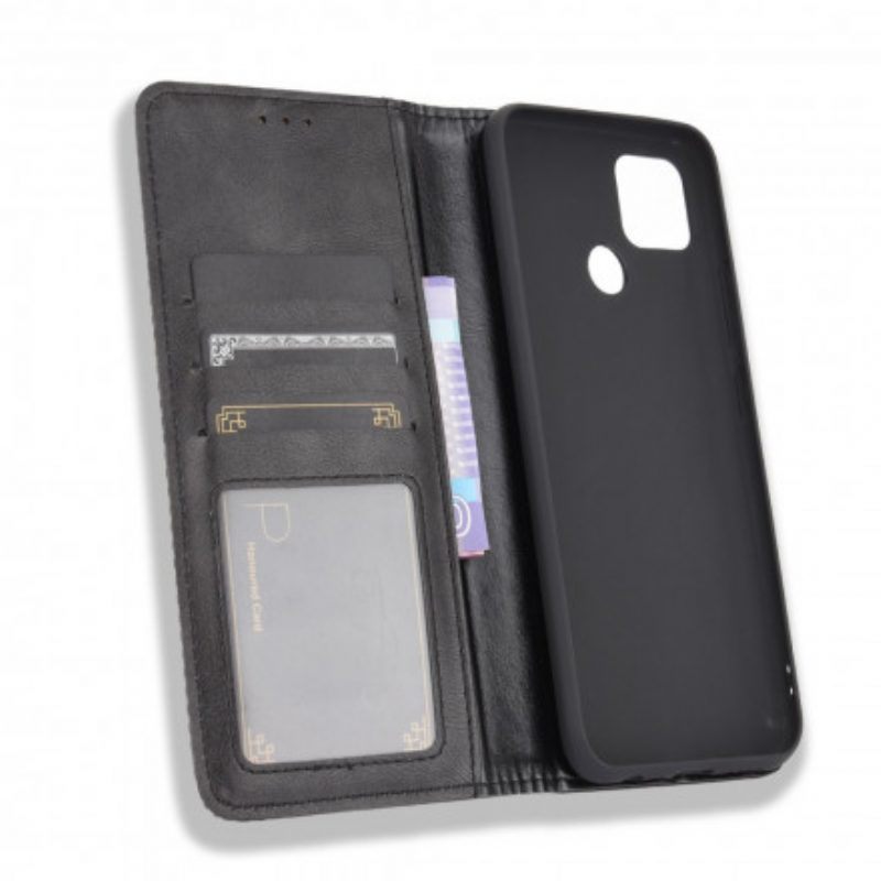 Bescherming Hoesje voor Oppo A15 Folio-hoesje Gestileerd Vintage Leereffect