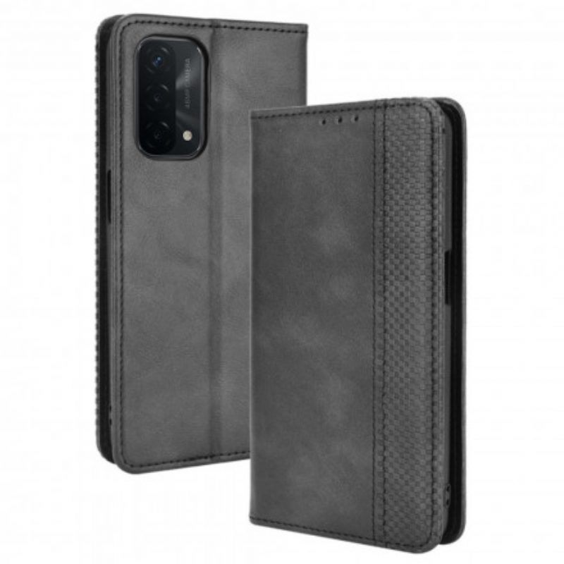 Bescherming Hoesje voor Oppo A54 5G / A74 5G Folio-hoesje Gestileerd Vintage Leereffect