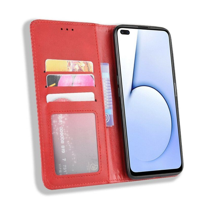 Bescherming Hoesje voor Realme X50 Folio-hoesje Gestileerd Vintage Leereffect