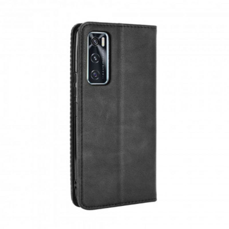 Bescherming Hoesje voor Vivo Y70 Folio-hoesje Gestileerd Vintage Leereffect