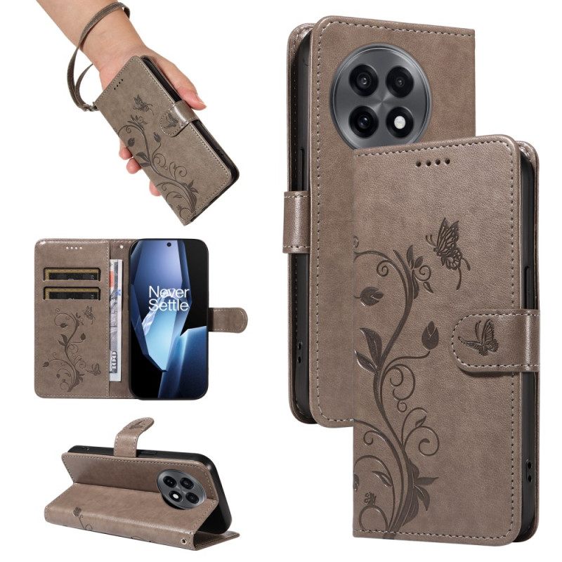 Bescherming Hoesje Oneplus 13r Bandje Met Bloemenpatroon