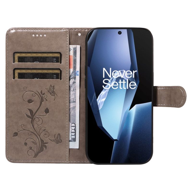 Bescherming Hoesje Oneplus 13r Bandje Met Bloemenpatroon