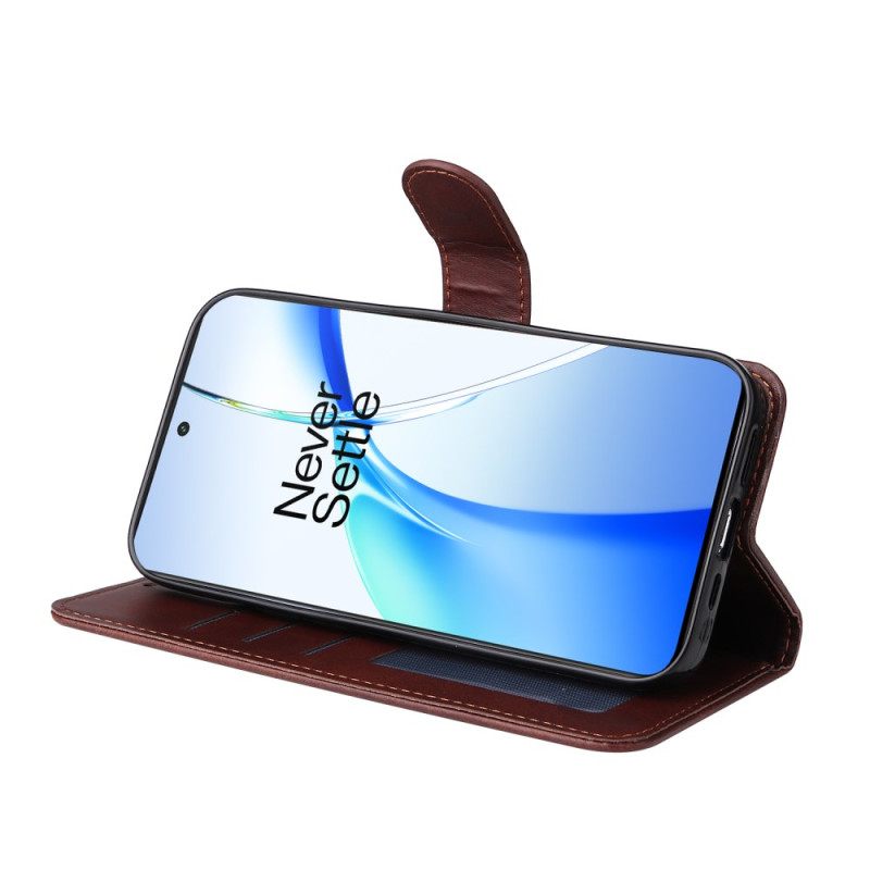 Bescherming Hoesje Oneplus 13r Effen Bandje Met Leerlook