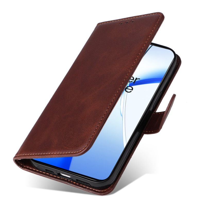 Bescherming Hoesje Oneplus 13r Effen Bandje Met Leerlook