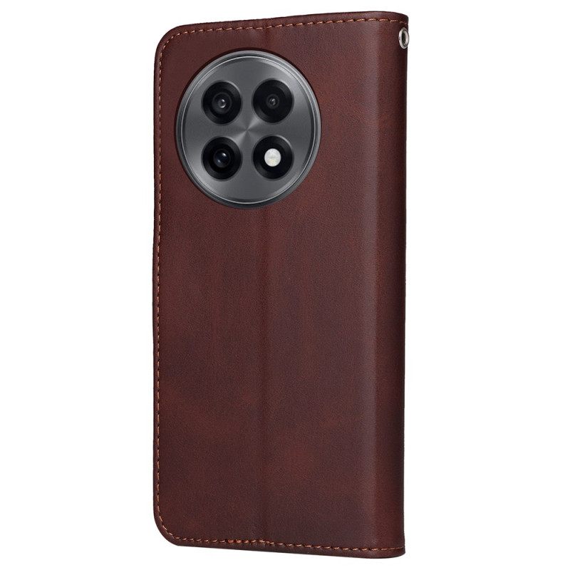 Bescherming Hoesje Oneplus 13r Effen Bandje Met Leerlook