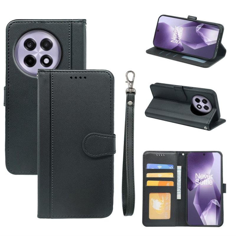 Bescherming Hoesje Oneplus 13r Portemonnee Met Bandje Met Dubbele Kaarthouder