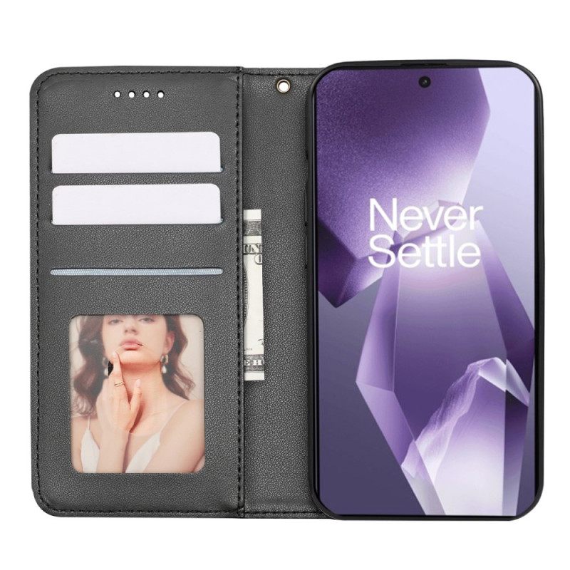 Folio-hoesje Oneplus 13r Portemonnee Met Bandje Met Ruitpatroon Bescherming Hoesje