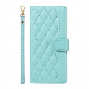 Leren Hoesje Oneplus 13r Gewatteerd Met Bandje En Schouderband