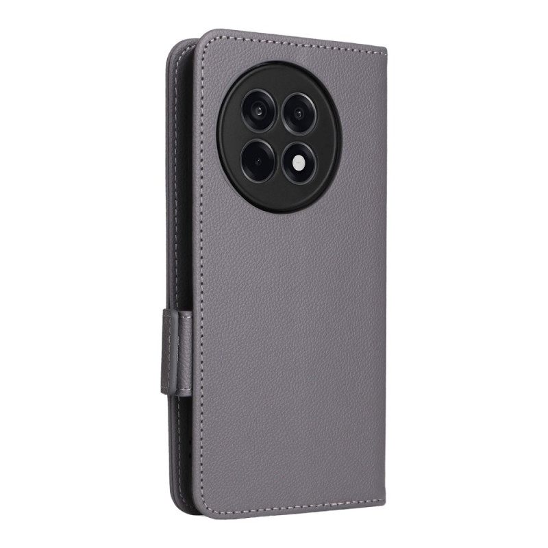 Leren Hoesje Oneplus 13r Lychee-textuur Met Bandje Bescherming Hoesje