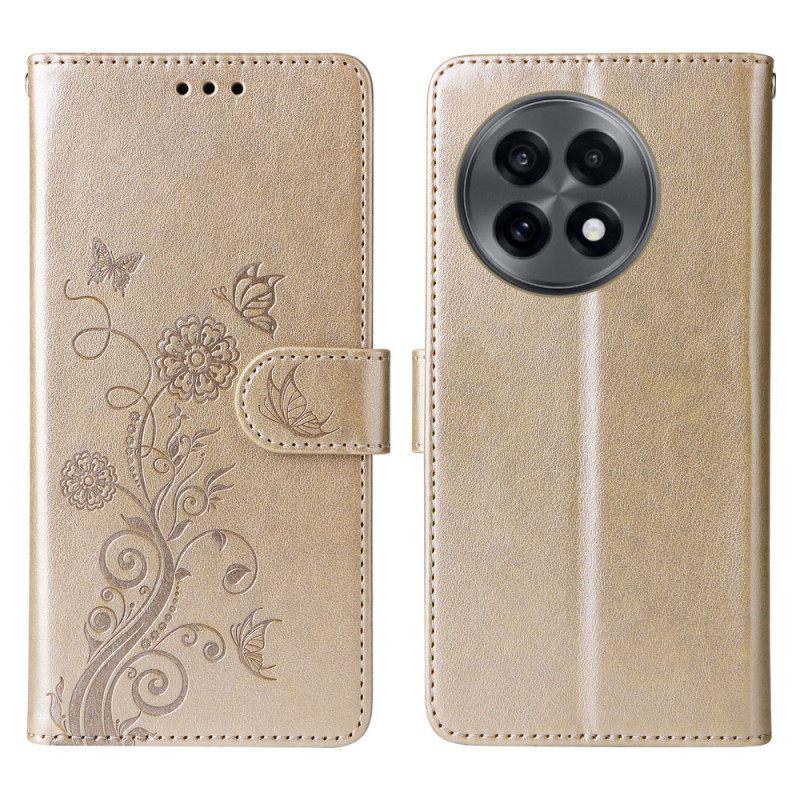 Leren Hoesje Voor Oneplus 13r Bloemenprint