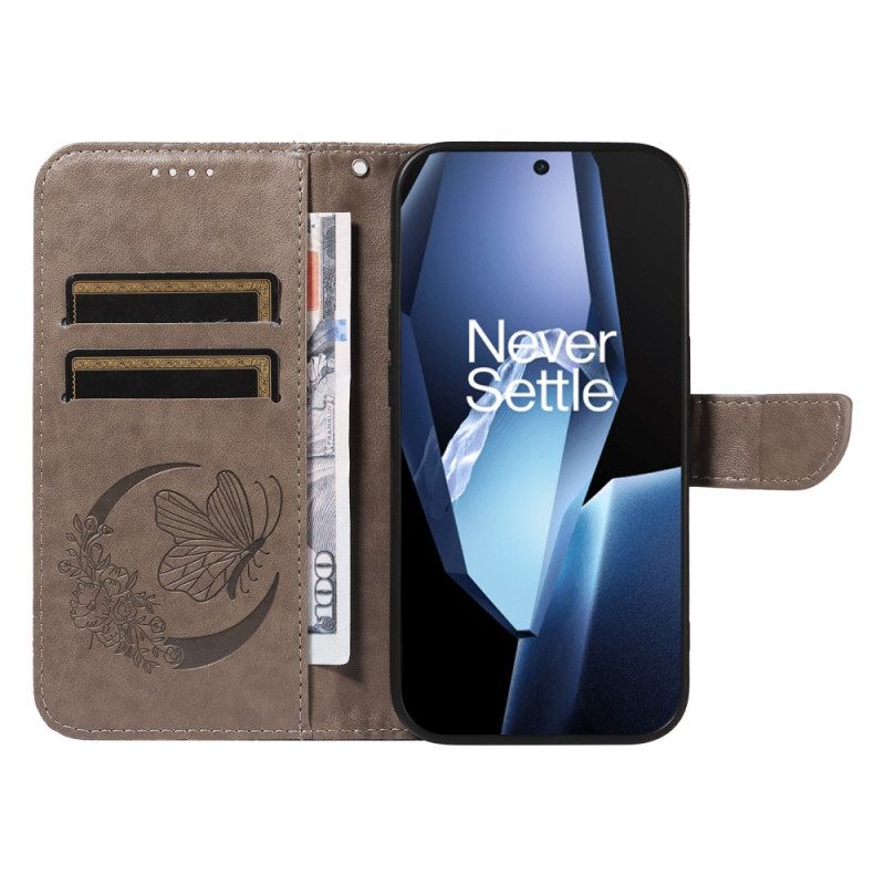 Leren Hoesje Voor Oneplus 13r Portemonnee Met Vlinderdesign