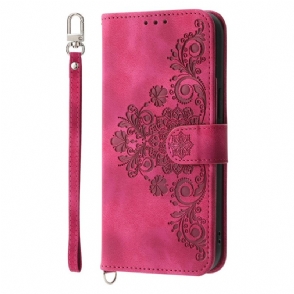 Leren Hoesje Voor Oneplus 13r Suède Kant-effect Met Riem En Schouderband