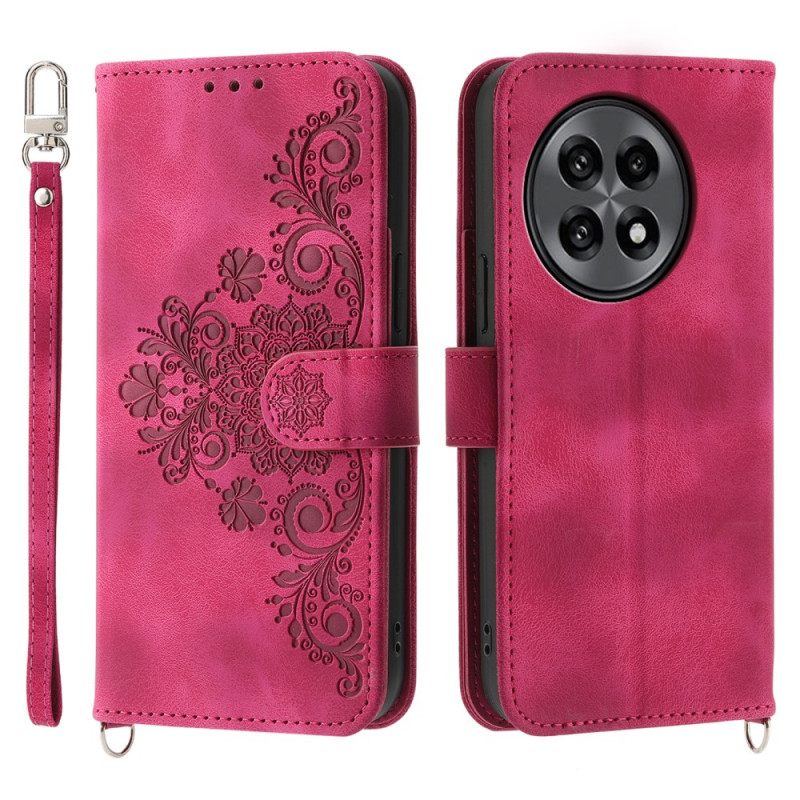 Leren Hoesje Voor Oneplus 13r Suède Kant-effect Met Riem En Schouderband