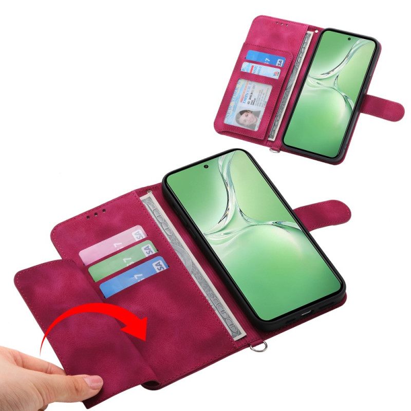 Leren Hoesje Voor Oneplus 13r Suède Kant-effect Met Riem En Schouderband