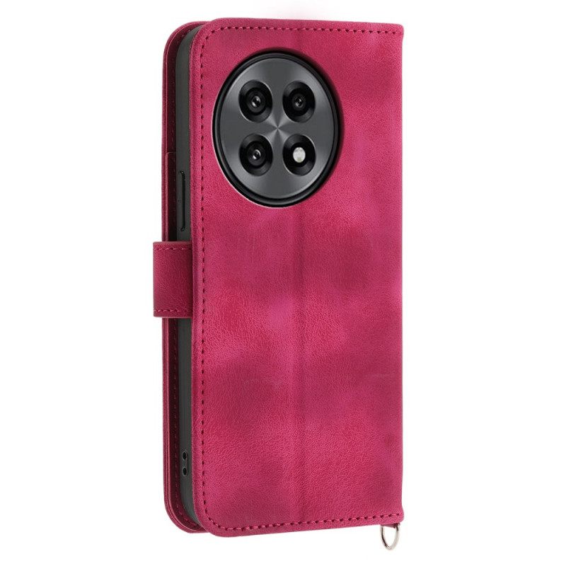 Leren Hoesje Voor Oneplus 13r Suède Kant-effect Met Riem En Schouderband