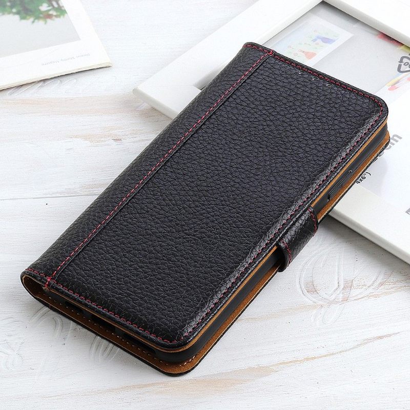 Folio-hoesje voor OnePlus Nord N10 Naden Met Generfd Leereffect