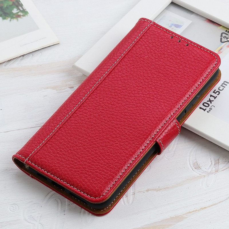 Folio-hoesje voor OnePlus Nord N10 Naden Met Generfd Leereffect
