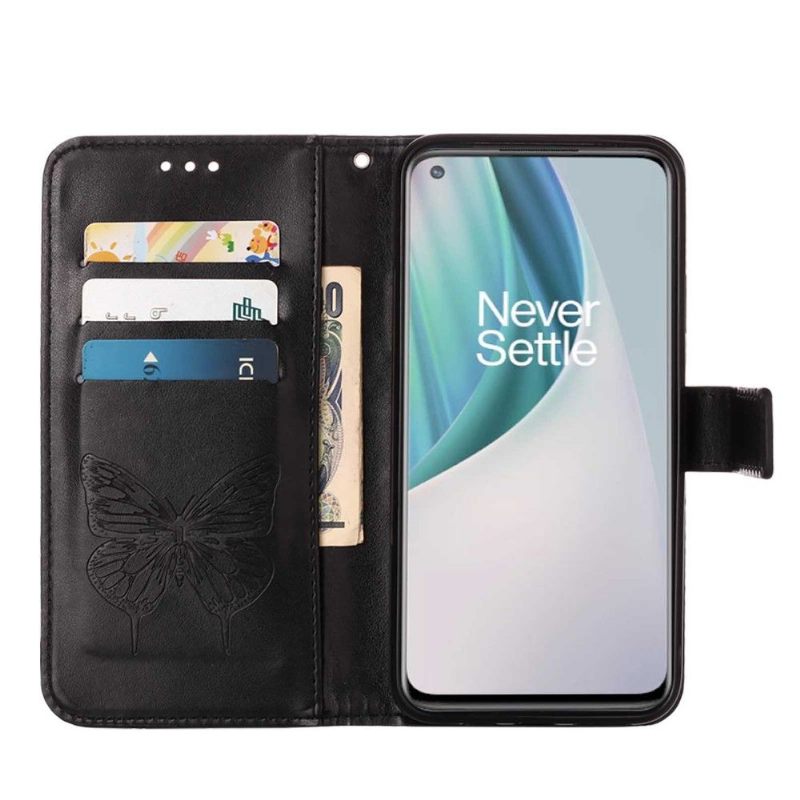 Folio-hoesje voor OnePlus Nord N10 Vlinder Bloem Kaarthouder