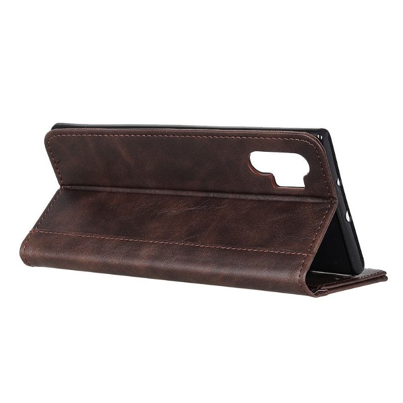 Folio-hoesje voor Samsung Galaxy Note 10+ / Note 10+ 5G Premium Leer Met Klinknagels