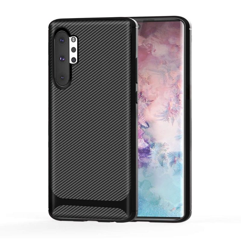 Hoesje voor Samsung Galaxy Note 10+ / Note 10+ 5G Anti-fall Carbon Case - Zwart