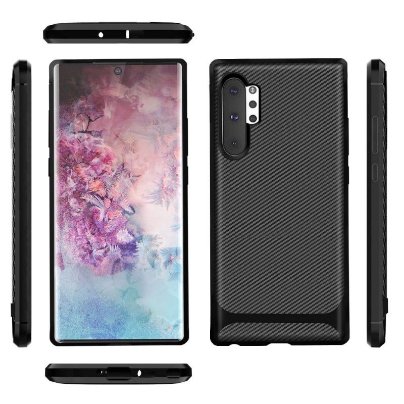 Hoesje voor Samsung Galaxy Note 10+ / Note 10+ 5G Anti-fall Carbon Case - Zwart