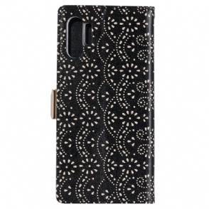 Leren Hoesje voor Samsung Galaxy Note 10+ / Note 10+ 5G Bescherming Kantpatroon Met Riem