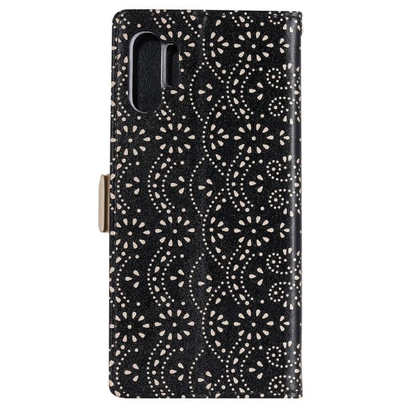 Leren Hoesje voor Samsung Galaxy Note 10+ / Note 10+ 5G Bescherming Kantpatroon Met Riem