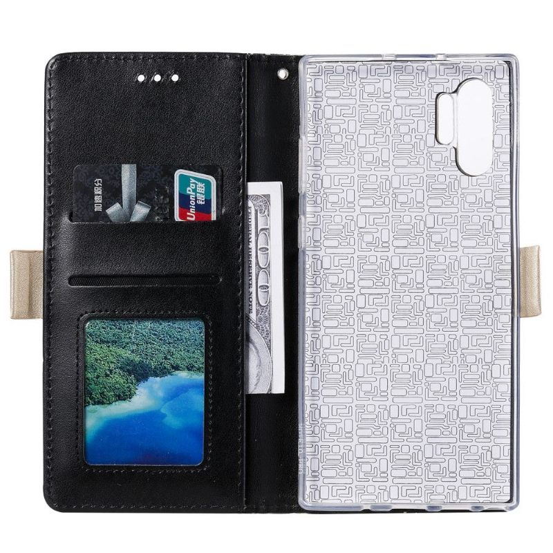 Leren Hoesje voor Samsung Galaxy Note 10+ / Note 10+ 5G Bescherming Kantpatroon Met Riem