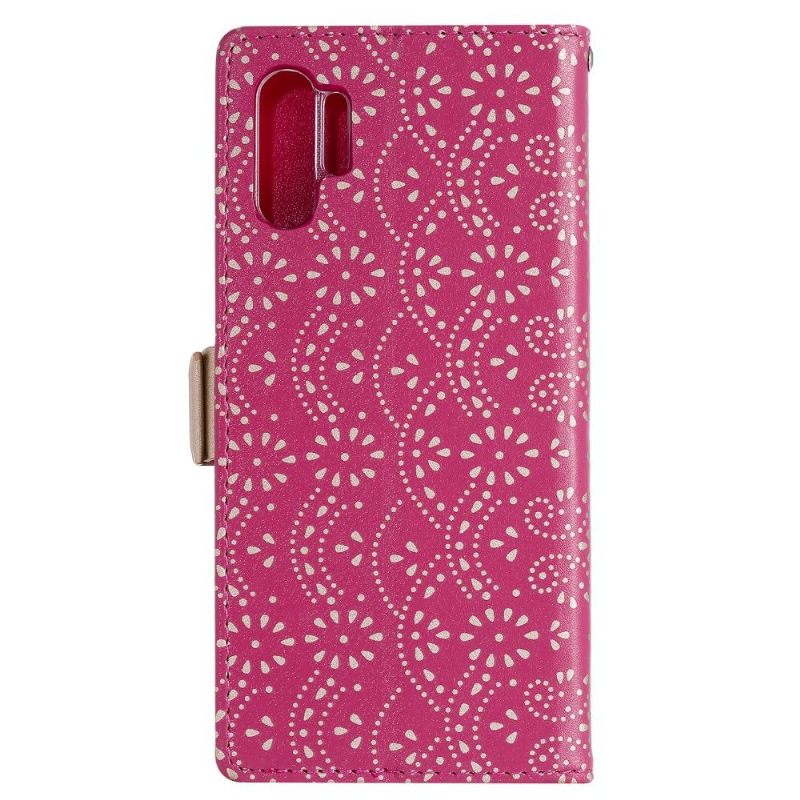Leren Hoesje voor Samsung Galaxy Note 10+ / Note 10+ 5G Bescherming Kantpatroon Met Riem