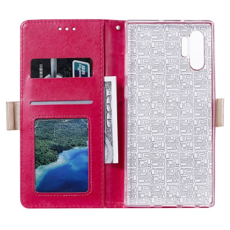 Leren Hoesje voor Samsung Galaxy Note 10+ / Note 10+ 5G Bescherming Kantpatroon Met Riem