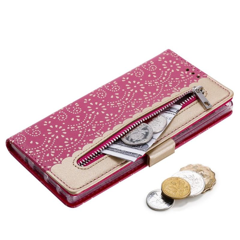 Leren Hoesje voor Samsung Galaxy Note 10+ / Note 10+ 5G Bescherming Kantpatroon Met Riem