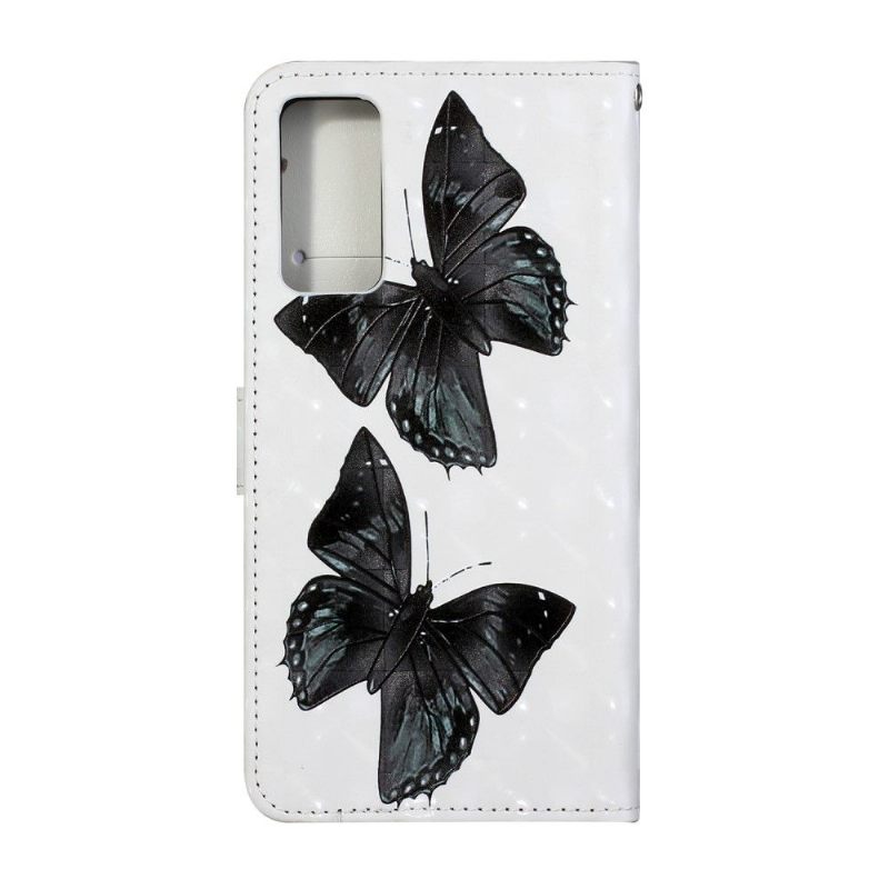 Flip Case voor Samsung Galaxy S20 FE Zwarte Vlinders