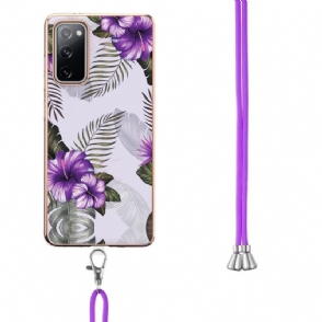 Hoesje voor Samsung Galaxy S20 FE Met Koord Exotische Bloemen