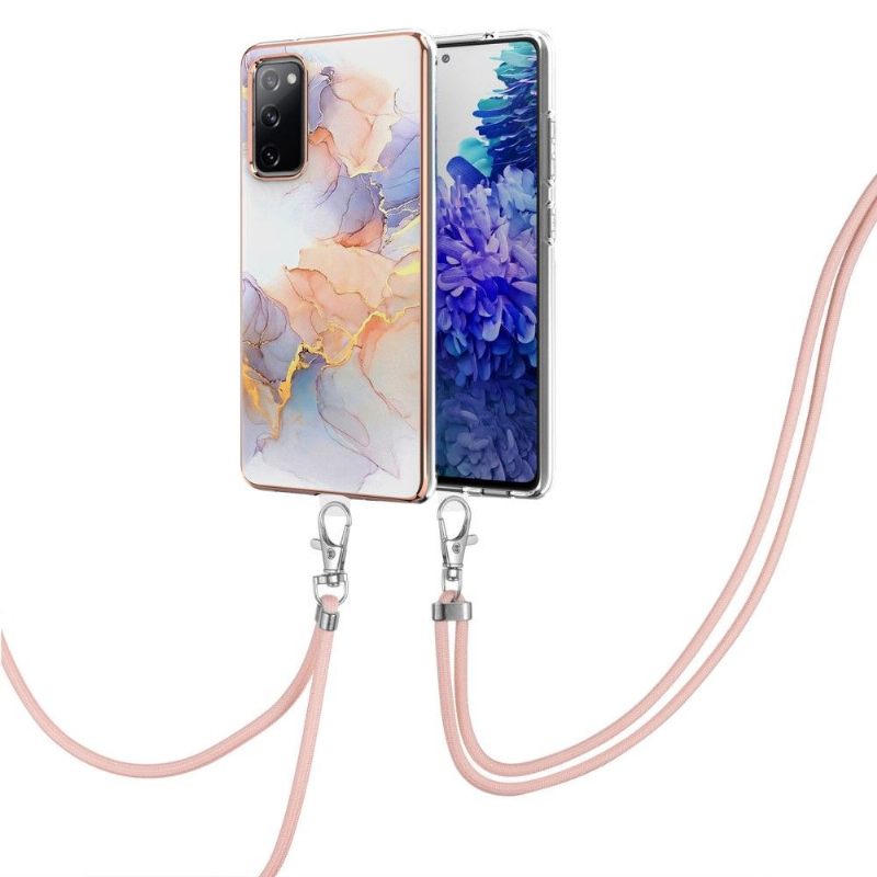 Hoesje voor Samsung Galaxy S20 FE Met Koord Gekleurd Marmer