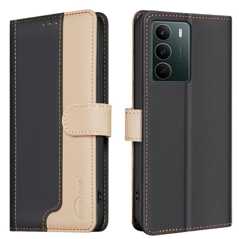 Leren Hoesje Realme C71 Binfen Color Tweekleurig Bescherming Hoesje