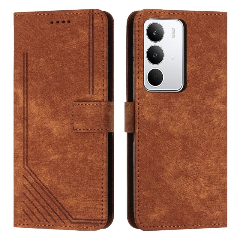 Leren Hoesje Voor Realme C71 Lijnen