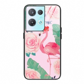 Hoesje voor Oppo Reno 8 Pro Flamingo Gehard Glas