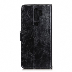 Leren Hoesje voor Oppo A9 2020 Luxe Stiksels Met Leereffect