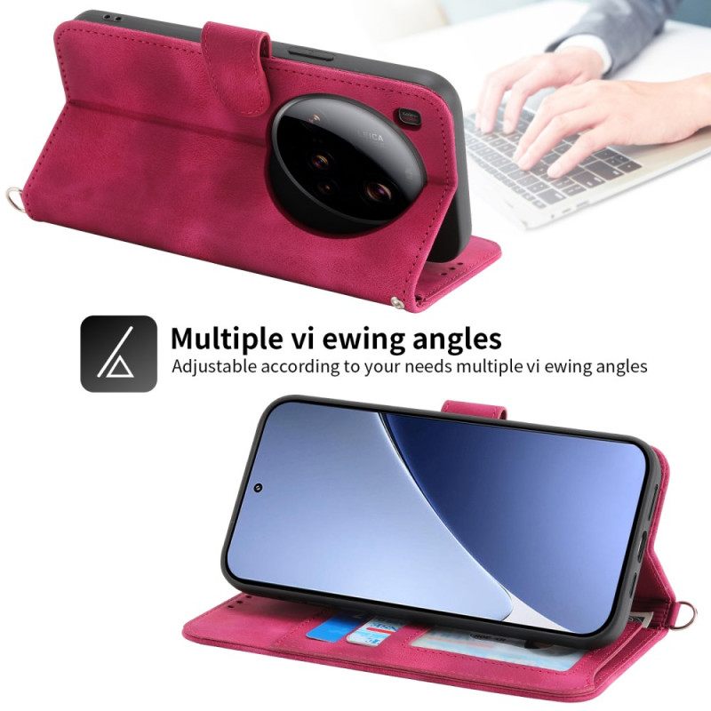 Bescherming Hoesje Xiaomi 15 Ultra Bloemenpatroon Met Bandje En Schouderband