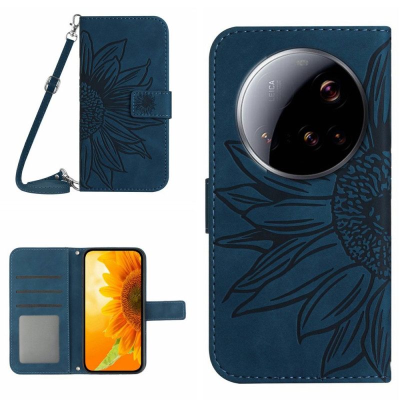 Bescherming Hoesje Xiaomi 15 Ultra Schoudertas Met Zonnebloemprint