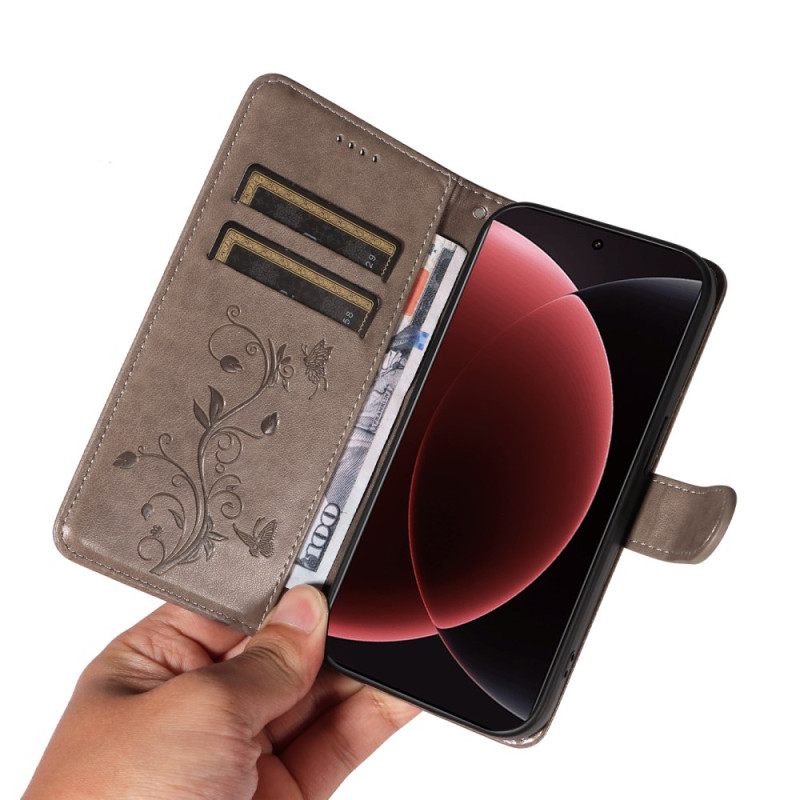 Flip Case Leren Xiaomi 15 Ultra Bloemenpatroon